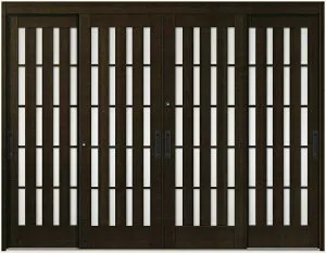 玄関引戸 花伝 K6 4枚建て 94型 板子格子 半外付枠 ランマなし 27422 W：2,740mm × H：2,280mm LIXIL リクシル TOSTEM トステム