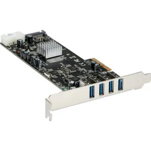 StarTech PEXUSB3S44V USB増設カード/PCIe 2.0 - 4x USB-A/5Gbps/SATA・LP4電源 (1個)