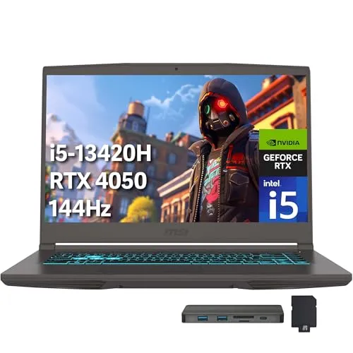 msi Thin 15 15.6インチ FHD 144Hz ゲーミングノートパソコン Intel i5-13420H NVIDIA GeForce RTX 4050 32GB DDR4 RAM 2TB PCIe SSD バックライトキーボード Wi-Fi