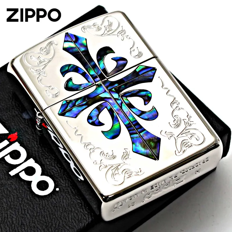 Zippo ジッポライター アーマー クロス 十字架 シェル 貝貼り 両面加工 ARMOR SHELL CROSS 162KB-CRSP メール便専用商品