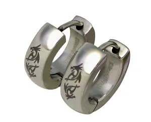 【送料無料】ピアス ピアス ステンレススチールロールバードラゴンシルバーミリkikuchi herren ohrringe edelstahl klapp creolen drachen silber glatt 5mm15,5mm