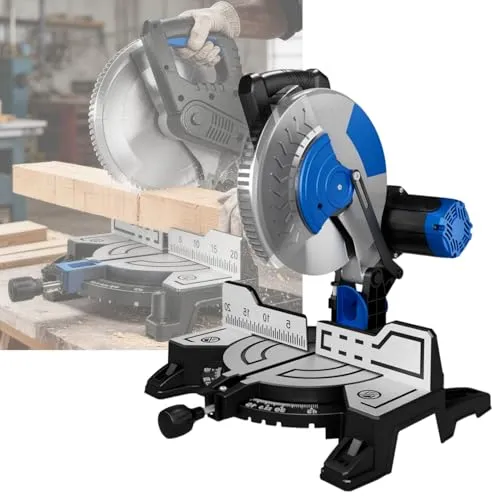 HJJテーブルソー 電動 スライド丸鋸 卓上丸鋸 高速切断機 コーナーカッター 10インチ高精度 多機能 携帯型 二重保護シールド設計 収納しやすい 45度 アルミニウム合金 木材用 (DM-1021T)