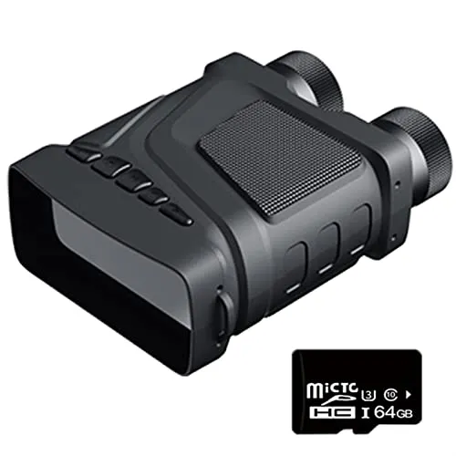 R12 5X ズームデジタル赤外線ナイトビジョン双眼鏡狩猟キャンプ用プロフェッショナル 1080P 300M ナイトビジョンデバイス 観察・記録グッズ(With 64G memory card)