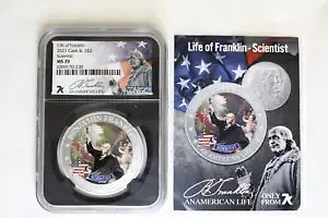 2021 Cook Is $2 ベンジャミン フランクリン科学者の生涯 - NGC MS 70 1/2 オンス シルバー 7K