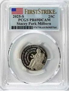 2025 S クラッドプルーフ アメリカンウィメンズクォーター ステイシーパーク ミルバーン PCGS PR 69 DCAM FS