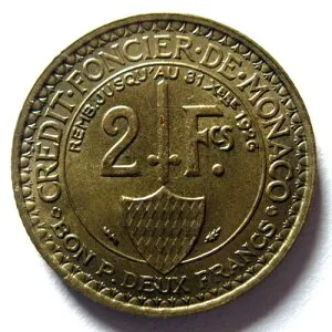 モナコ - 2フラン 1924 KM# 112、ハイグレード