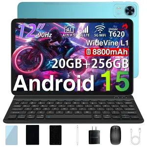 【数限定9000円オフ＆5点部品】Android15 タブレット ケース付き 12インチ AIタブレット DOOGEE T36セット版 20GB RAM+256GB ROM+2TB拡張 8コア T620 CPU WIFIタブレット キーボード付＆4G LTE SIMフリー|FHD+ 90Hz|Wid