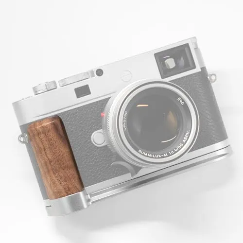 Iborrys 高級実木 カメラグリップ 、対応 Leica ライカ M11 M11-P M11-M M EV1 カメラ 、 専用 L型クイックリリース プレート 職人手作り プレミアムレトロ天然 木製ハンドル (クルミ銀板)
