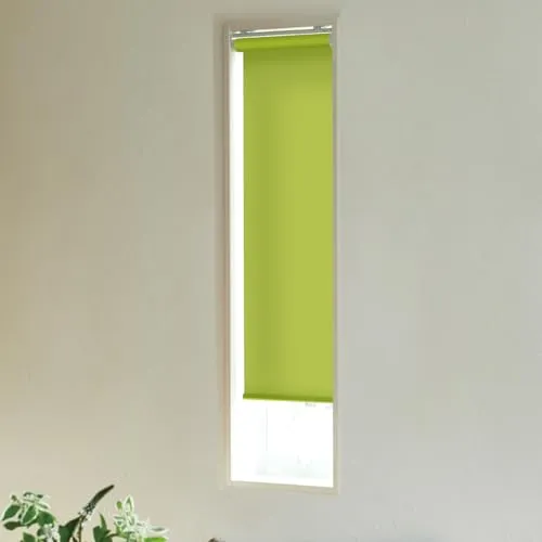 [カーテンくれない] 【縦長窓用】 防炎ロールカーテン 日本製 15色 困った細い窓に 幅10cmから選べる ロールスクリーン「Slit-nomado」仕様：チェーン式 操作位置 ：右 色：アップルグリーン(RCR-9121) サイズ：(幅)20cm×(丈