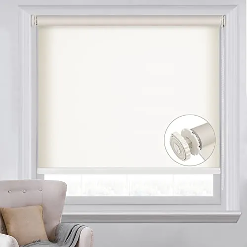 SAIFANSI ロールスクリーン 非遮光 つっぱり式 ロールカーテン 透過性生地 採光タイプ ろーるすくりーん 突っ張り式 穴あけ不要 オーダーメイド チェーン式 取り付け簡単 幅165CM×丈135CM ベージュ