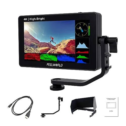 FEELWORLD F 6 PLUSX 5.5インチ1600 nit高輝度デジタル一眼レフカメラライブタッチスクリーンディスプレイ、波形HDR 3 D Lut付き小型フルHD 1920 x 1080 IPSビデオピークフォーカス補助4 K HDMI Typ