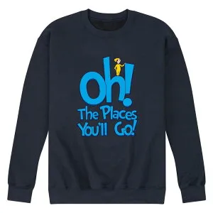 アニメキャラクター メンズ トップス Tシャツ スウェット レース フリース Licensed Character Men's Dr. Seuss Oh The Places You Will Go! Fleece Sweatshirt Navy ネイビー