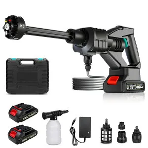 【500円OFFxP5】高圧洗浄機 8MPa MAX 高圧洗浄機 コードレス 充電式 2個バッテリー付き マキタ18V互換バッテリー対応 6in1多機能ノズル 噴射距離10M 高圧洗車機 5mホース 軽量 ポータブル 家庭用洗車