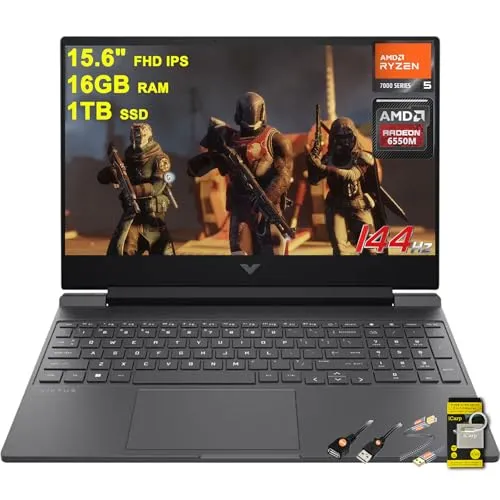 HP Victus 15 ゲーミングノートパソコン 15.6インチ FHD IPS 144Hz (AMD FreeSync Premium) AMD Hexa-core Ryzen 5 7535HS 16GB RAM 1TB SSD Radeon RX 6