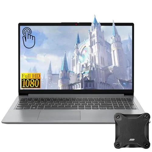 Lenovo IdeaPad 1 15.6インチ FHD ノートパソコン、15.6インチ FHDタッチスクリーン、Intel Core i3-1215U、12GB RAM、256GB PCIe SSD、SDカードリーダー、HDMI、Wi-Fi 6、Win