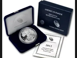 2012-W 1オンス プルーフ アメリカン シルバー イーグル (箱と保証書付き)
