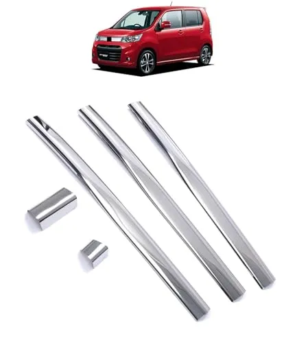 【Super Car Shop】ステンレス製 鏡面仕上げメッキフロントバンパーグリルカバー ガーニッシュフロント 下部 バンパー グリル ガーニッシュスズキ ワゴン-R スティングレー MH34S 前期（2012.9?2014.8）