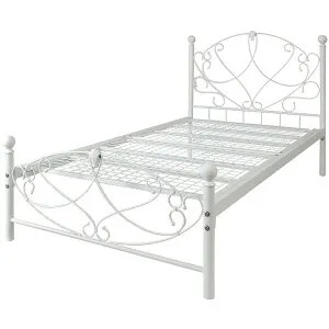 姫系 ベッド シングル ベッドフレーム パイプベッド メッシュ 収納 おしゃれ 北欧 かわいい アンティーク アイアン 高級感 シングルベッド ホワイト 白 BSK-906S 宮武製作所