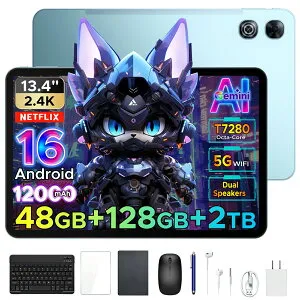 数限定10000円オフ【2026最新発売 6部品付属】Aorlym P13 タブレット 13.4インチ 大画面タブレット Android16 GeminiAI 48GB RAM 128GB ROM 2TB拡張 120Hz IPS Widevine L1 顔認証 12000mAh 大容量バッテリー WiFiモデル キ