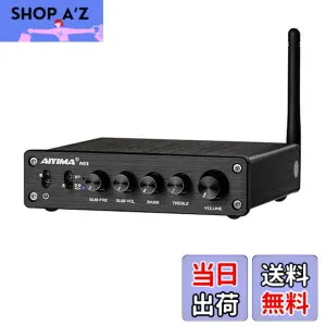 【送料無料】AIYIMA A03 TPA3116サブウーファーアンプ QCC304X Bluetooth 5.2 HiFi TPA3116D2 2.1チャンネルデジタルオーディオアンプ50W * 2 + 100W サポートAAC、SBC、aptX、aptX-LL、APTX-HD 音量調整機能付き24v 電源