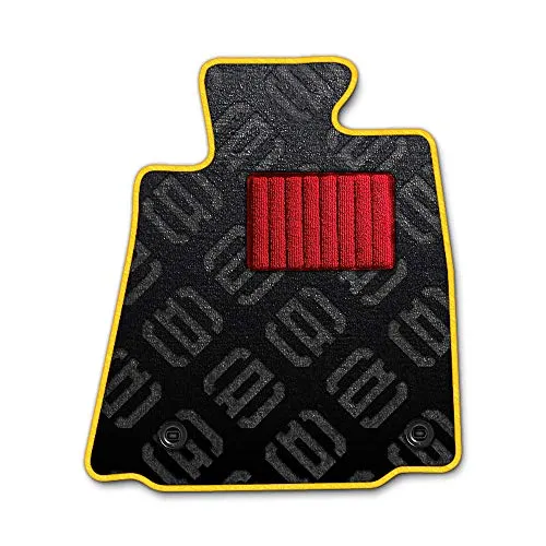 DAD ギャルソン D.A.D エグゼクティブ フロアマット SUZUKI (スズキ) WAGON-R ワゴンR 型式: MC22S 1台分 GARSON モノグラムデザインブラック/オーバーロック(ふちどり)カラー : イエロー/刺繍 : 無し/ヒールパ