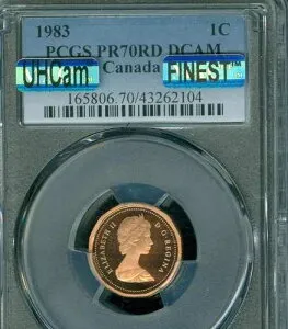 1983 カナダ セント PCGS PF70 RD DCAM MAC UHCam 最高グレード & スポットレス POP 4。