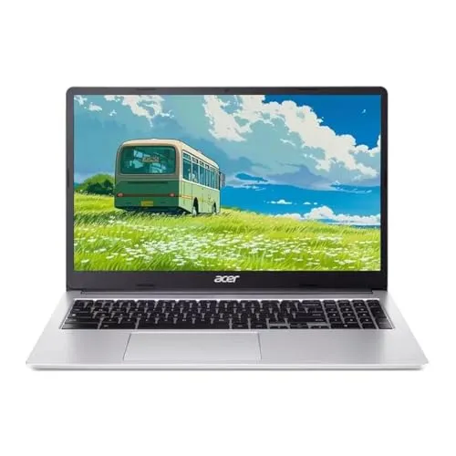 acer Chromebook 315 15.6インチ FHD ディスプレイ ノートパソコン Intel Celeron N4500 4GB RAM 64GB eMMC ウェブカメラ Chrome OS ピュアシルバー 保護スリーブ付き 64GB SDカー
