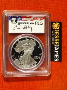 2000 P プルーフ シルバー イーグル PCGS PR69 DCAM エドマンド・モイ 直筆サイン入り 旗ラベル