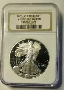 2001 P シルバー イーグル プルーフ NGC PF69 ウルトラ カメオ クラシック ブラウン ラベル