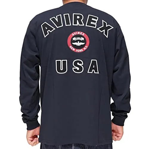 AVIREX アヴィレックス アビレックス 長袖 Tシャツ プリントTシャツ ロンT メンズ ヴァーシティー ロゴ 6123448 87ネイビー-XL