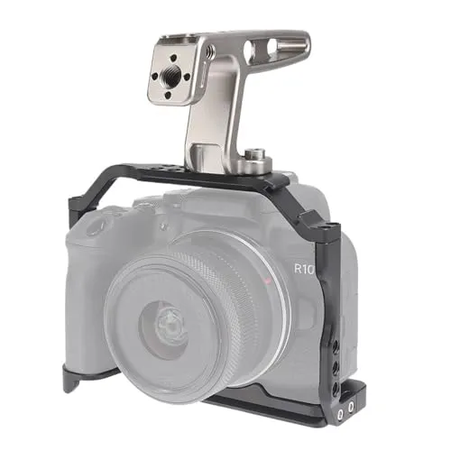 互換性がありますCanon EOS R10 カメラケージリグと、ビデオ写真用のハンドルと位置決め穴が付いています。(Quarter handle)