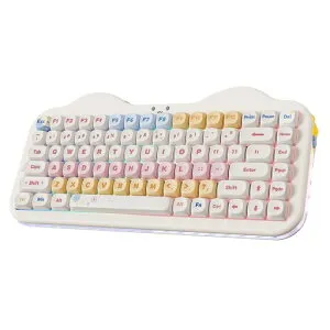 YUNZIIC75ワイヤレスメカニカルキーボード75%レイアウトホットスワップ対応クリーミーキーボードNKROPBTMOAキーキャップRGBバックライトガスケットマウント可愛いケーキデザインBT5.0/2.4G/USB-C