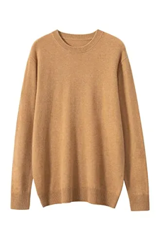 [Aecsoc] 100%カシミヤセーター メンズ ベーシックニット クルーネック(丸首) トップス プルオーバー XDY205(ブラウン,M)