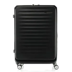 スーツケース キャリーケース Lサイズ フロントオープン PC収納 100L以上 約98～112L 拡張 1週間 ハード 収納ポケット 大容量 大型 海外 国内 旅行 出張 ビジネス FRONTEC SPINNER 75 28EXP アメリカンツ