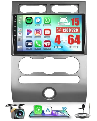 4+64G Realdio Android 15 カーラジオ フォード エクスペディション 2007-2014 ワイヤレスCarPlay Android Auto用 9インチタッチスクリーン Bluetooth 5.0 FM/RDS 32EQ GPS Wi
