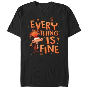 ディズニー メンズ トップス Tシャツ グラフィック Disney's Inside Out 2 Anxiety Everything is Fine Men's Graphic Tee Black ブラック