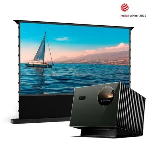 Valerion VisionMaster PRO2 4Kレーザープロジェクター 3000ISOルーメン 高輝度 ホームシアター Dolby Audio内蔵スピーカー搭載+ALRスクリーン 4Kプロジェクター スクリーン 電動床置き式 超短焦点専用 ホ