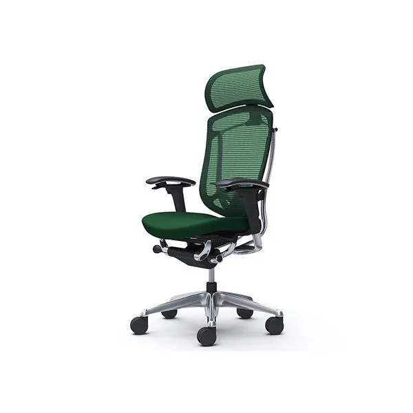 【メーカー直送】オカムラ コンテッサ2 ヘッドレスト付座クッション ダークグリーン CC87BS FPD5【代引不可】【組立・設置・送料無料】肘付き 可動肘タイプ