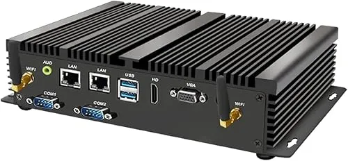 ミニ PC Core i7-5500U Windows 10 Pro、メモリ 8GB + 128GB SSD ファンレスコンパクト PC、HDMI VGA 2 画面同時出力可能、2*ギガビット LAN、サポート 4G SIM モジュール、2*COM RS2