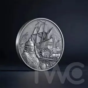 オックスフォード キャプテンズ オブ フォーチュン 2 オンス アンティーク仕上げ シルバー コイン 5$ バルバドス 2024