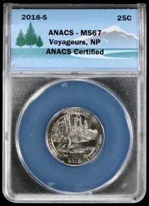 2018-S 25C ボヤージャーズ国立公園 NP クォーター ANACS MS 67 BU ミントステート