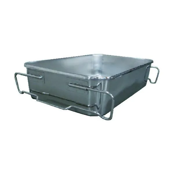 ■SUGICO ステンレスバット 18－8給食バット運搬型(積み重ねハンドル付) フランジタイプ:半カール 深さ185mm SH60387F(7530854)