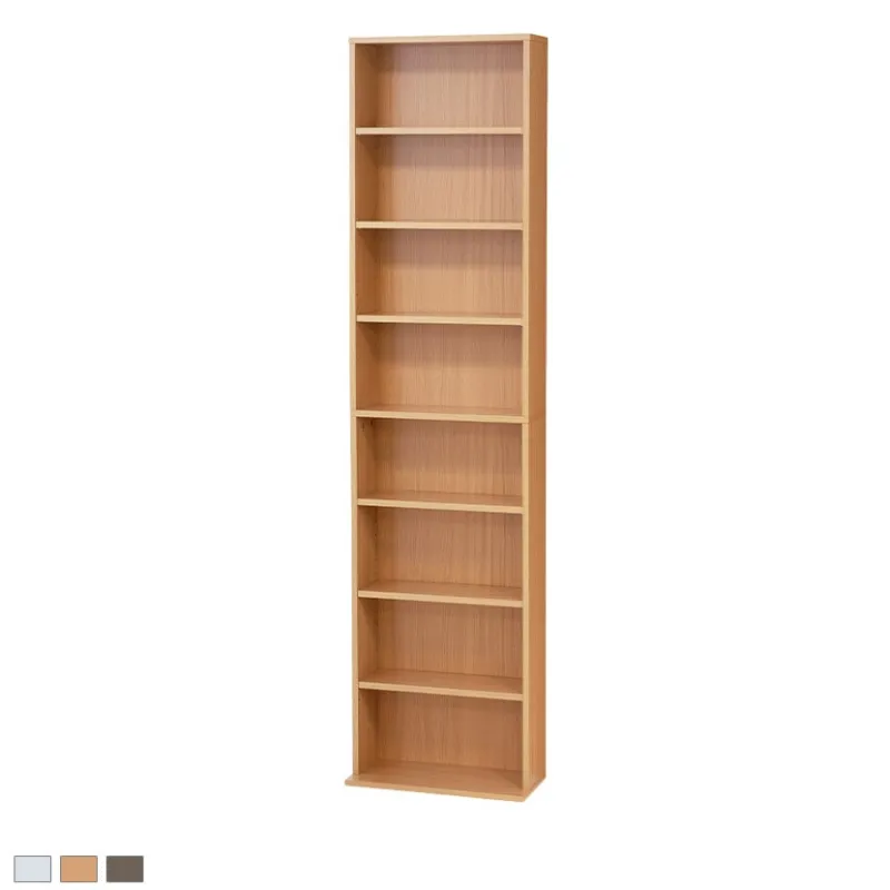 本棚 書棚 ハイタイプ 8段 可動棚 大容量 シェルフ ディスプレイ 薄型 スリム 縦長 収納棚 オープンラック 木製 壁面収納 幅450×奥行170/220×高さ1800mm