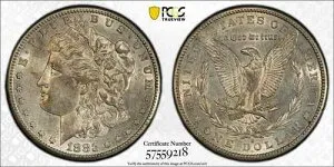 1883年-S AU50 PCGS モーガンシルバー ドル $1 サンフランシスコ送料無料 #57559218-