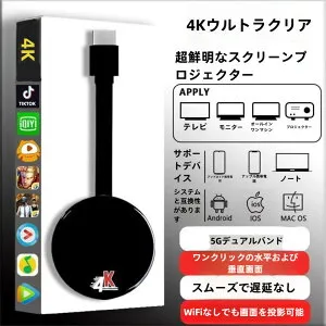 Anycast HDMI ミラーリング ミラーキャスト スマホ テレビ iPhone アンドロイド Android 接続 Youtube TV 出力 ワイヤレス Wi-Fi Airplay Miracast DLNA フルHD 1080p 4K ミラキャスト Windows iOS 高画質 大画面 映像 動