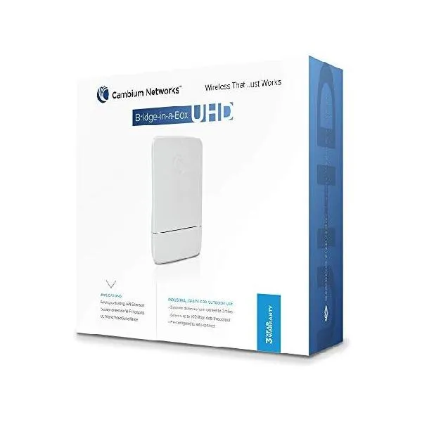 Cambium Networks Bridge-in-a-Box UHD | Plug-n-Play Outdoor Wireless Ethernet Bridge | Pre-paired Point-to-Point Link | 1 Mile Wireless Range _並行輸入