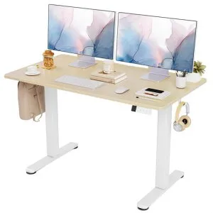 Claiks昇降デスク電動一枚板スタンディングデスク昇降式テーブル幅118cm*奥行き60cmテレワークオフィスデスク在宅ワークパソコンデスク高さ調節メモリー機能静音人間工学昇降テーブルホ…