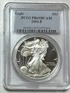 2000 P アメリカンイーグル 1オンス .999 シルバードル $1 PCGS PR69DCAM