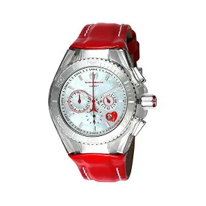 テクノマリーン 腕時計 ウォッチ 時計 レディース 女性用 Technomarine Women's Cruise Stainless Steel Quartz Watch with Leather Calfskin Strap, red, 26 (Model: TM-115312)