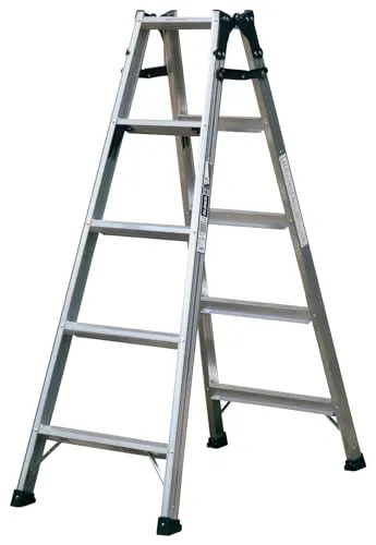 アルインコ(ALINCO) アルミ はしご兼用脚立 5段 シルバー 業務用 耐久性 脚立高さ141cm はしご299cm 耐荷重130kg 軽量 折りたたみ 幅広踏ざん 洗車 掃除 お庭 お手入れ 日曜大工 MXB150FS